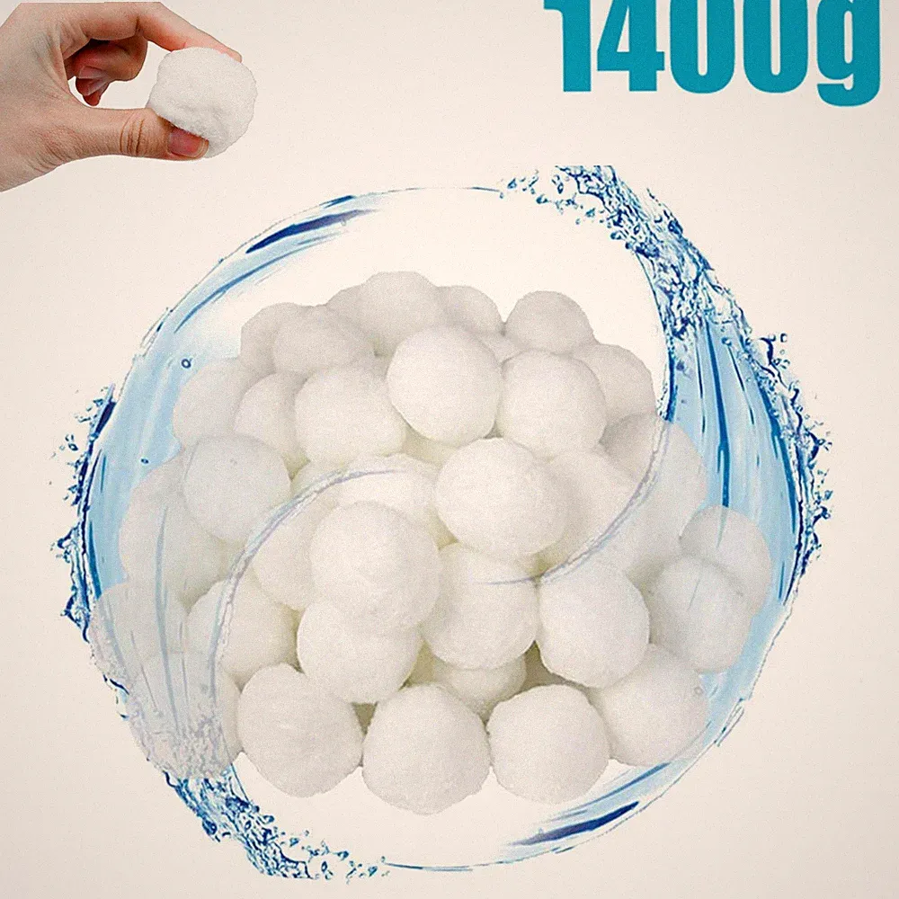 1400g Pool Filter Balls Filterbälle Poolfilter Sandfilter Ersetzen 50kg Weiß NEU