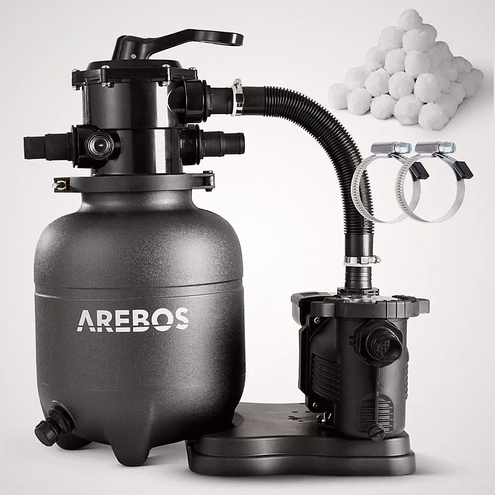 AREBOS Sandfilteranlage 350W Poolpumpe Poolfilter 9.500 l/h oder Filterbälle