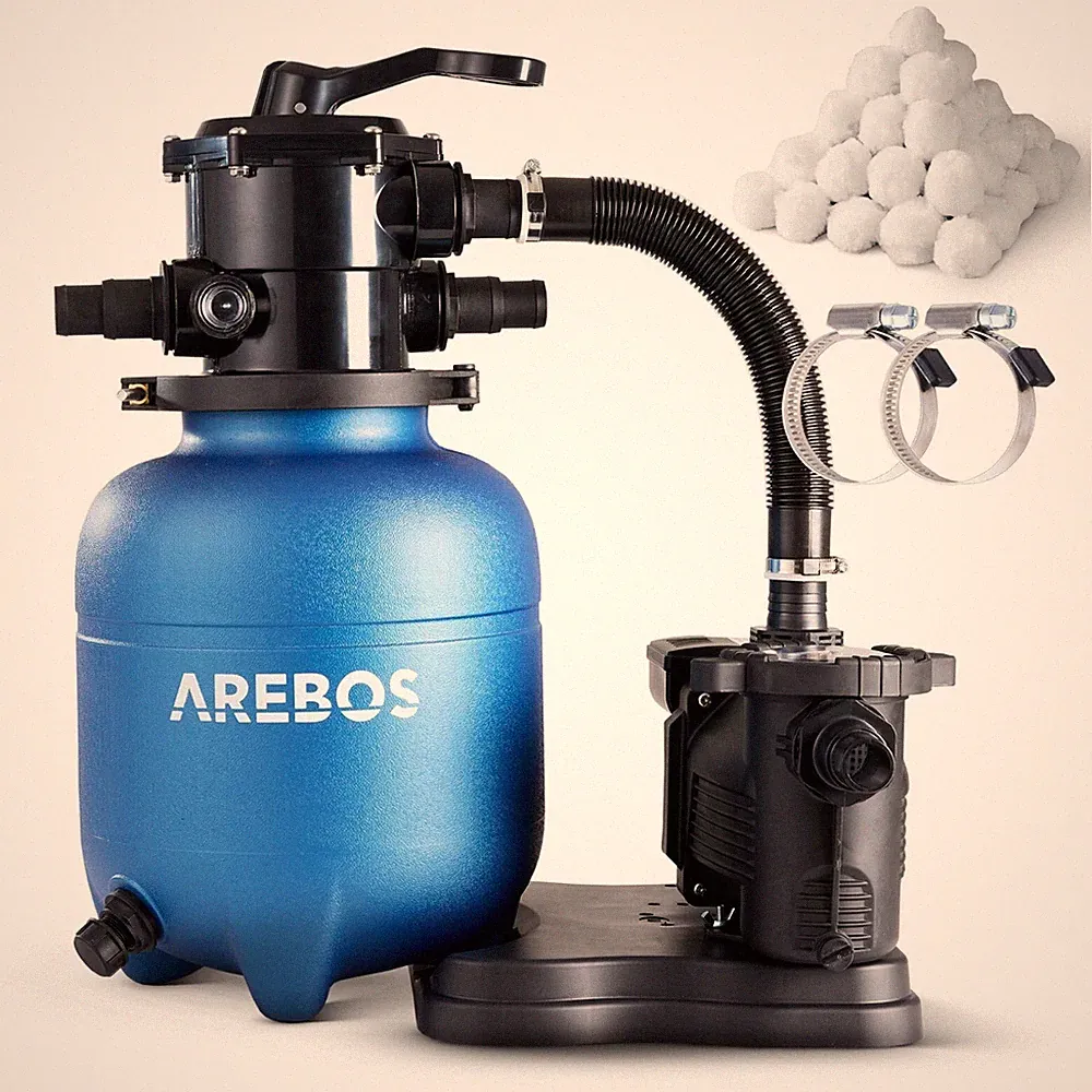AREBOS Sandfilteranlage mit Pumpe Filteranlage Filterkessel Schwimmbadpumpe 350W