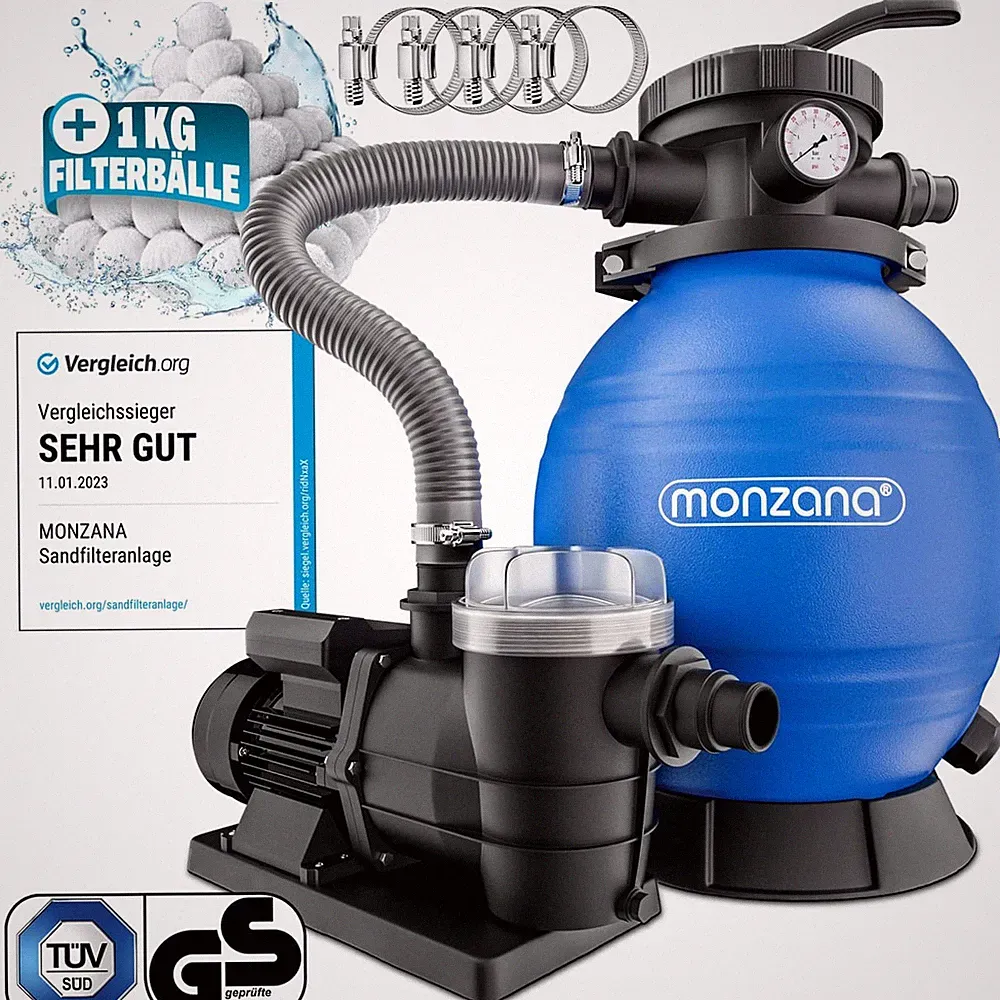 Filteranlage Sandfilteranlage Pool Set Poolfilter Sandfilter Filterbälle Pumpe