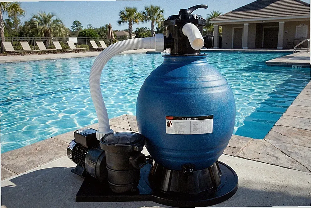 HST Sandfilter Poolfilter b. 50.000 L/h mit Profi Leis Poolpumpe 14400 L/h 550W
