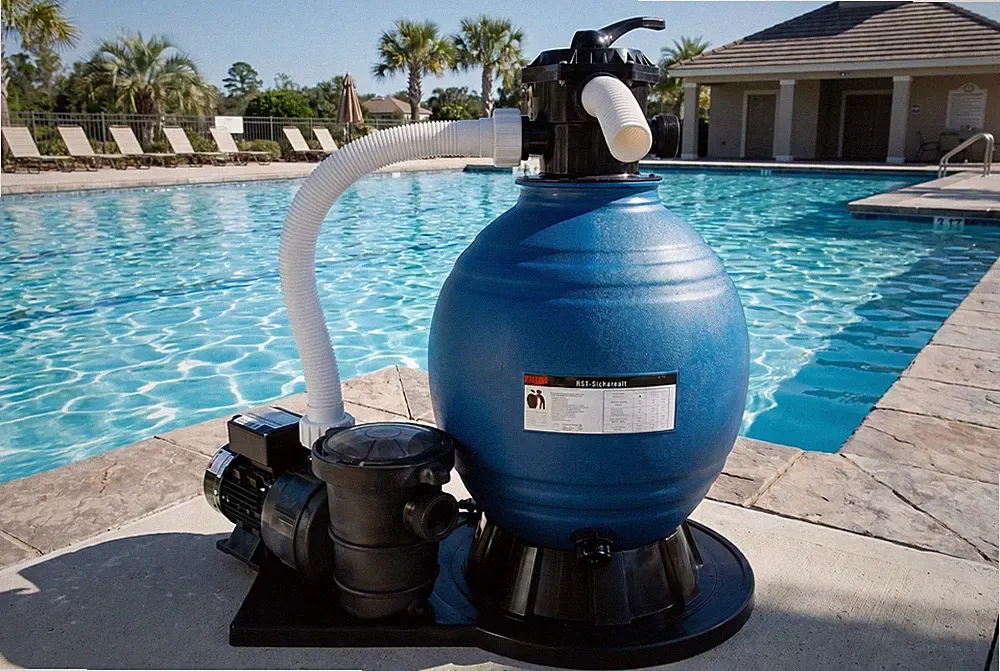 HST Sandfilter Poolfilter b. 60.000 L/h mit Profi Leis Poolpumpe 16000 L/h 600W