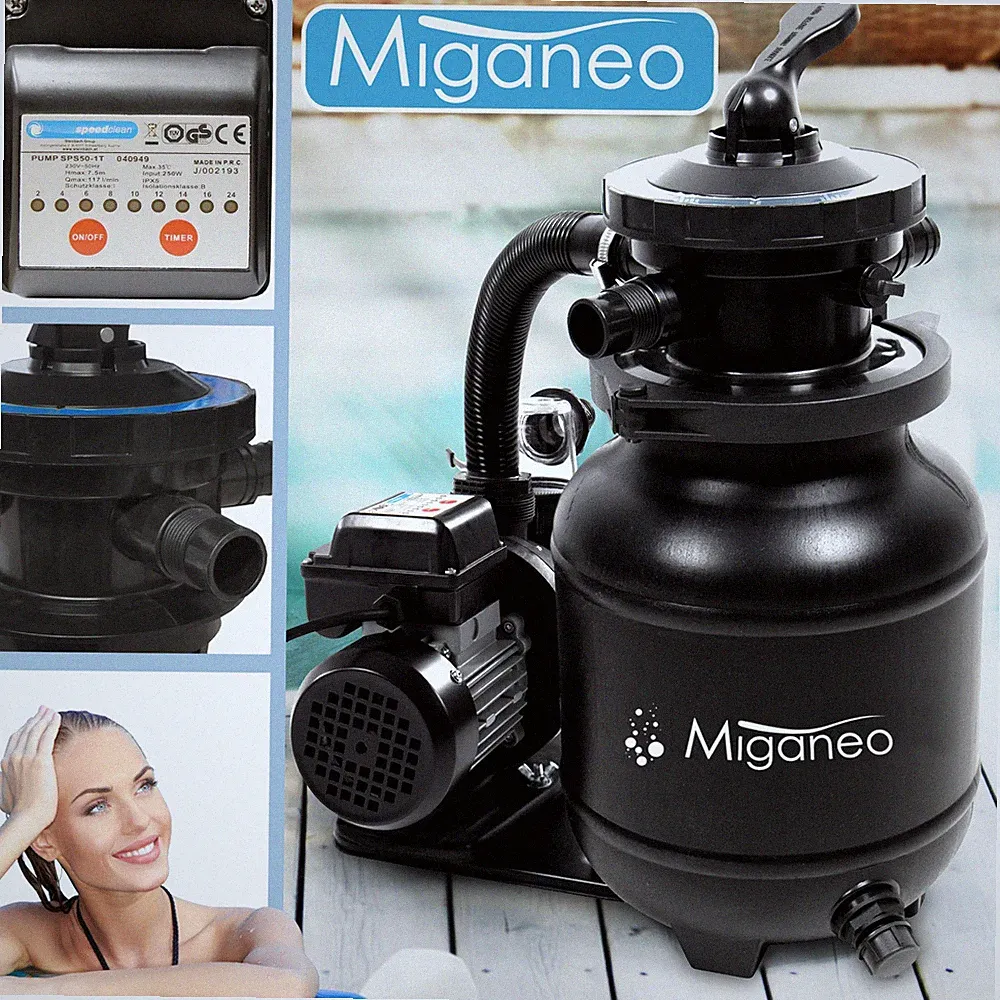 Miganeo Sandfilteranlage Dynamic 7000 Speed Clean | schwarz | 6,3 m³/h Leistung