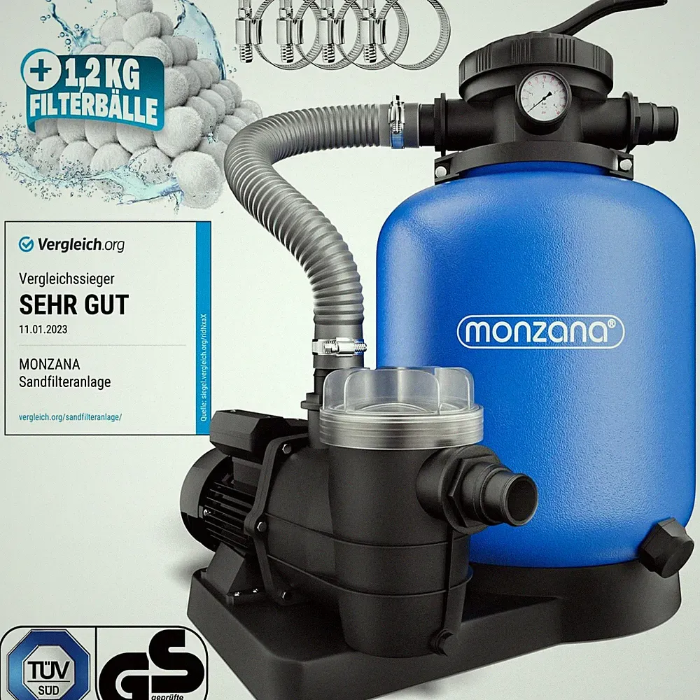 MONZANA® Sandfilteranlage SF110K 13.200L/h bis 58.000L Pool Pumpe Filterkessel