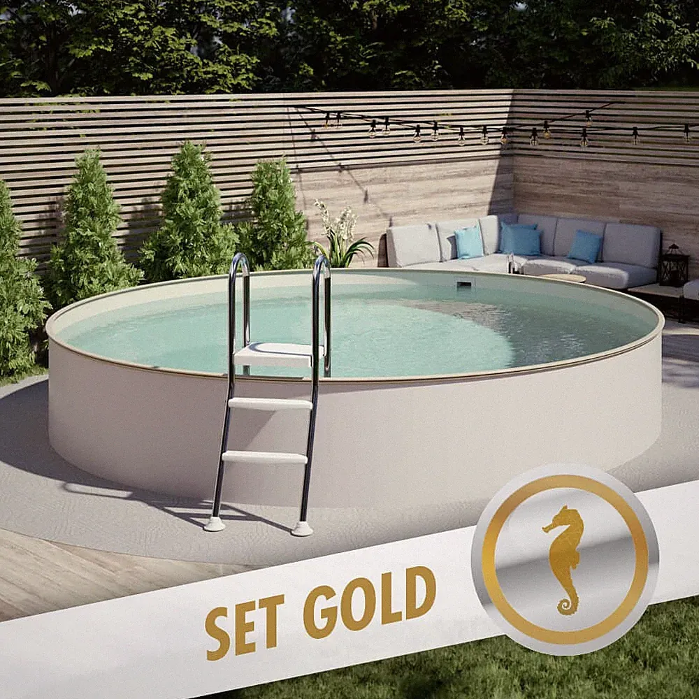 Pool Komplettset Rund 3,0 x 1,35 m Wärmepumpe Sandfilter Profi Zubehör Folie 0,8