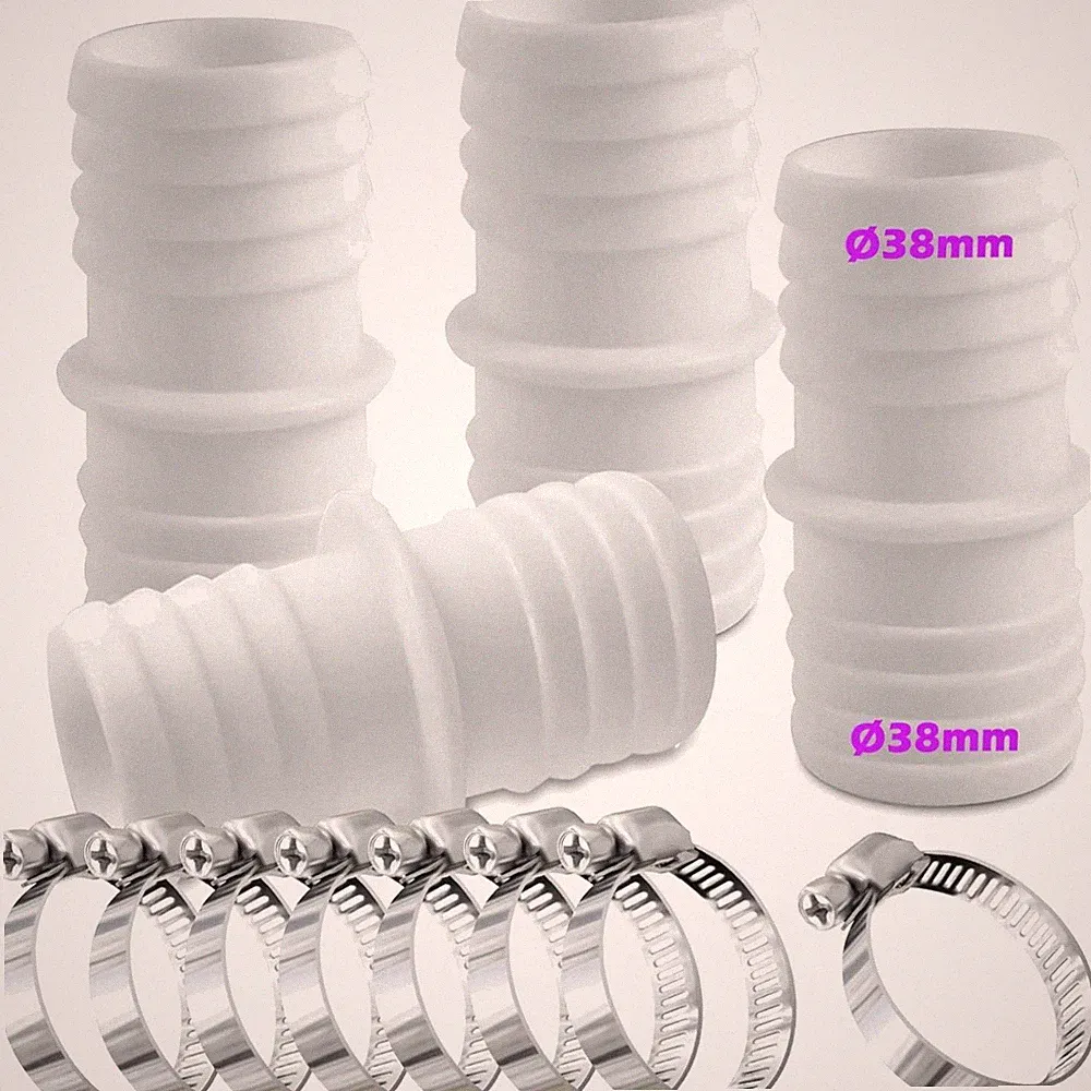 Poolschlauch Verbinder 38mm Set mit Schellen Wasserschläuche Adapter