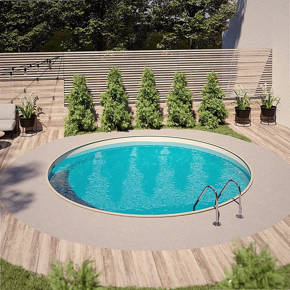 Stahlwandpool Komplettset 2,50 x 1,20 m Einbaupool Rund Wärmepumpe Sandfilter
