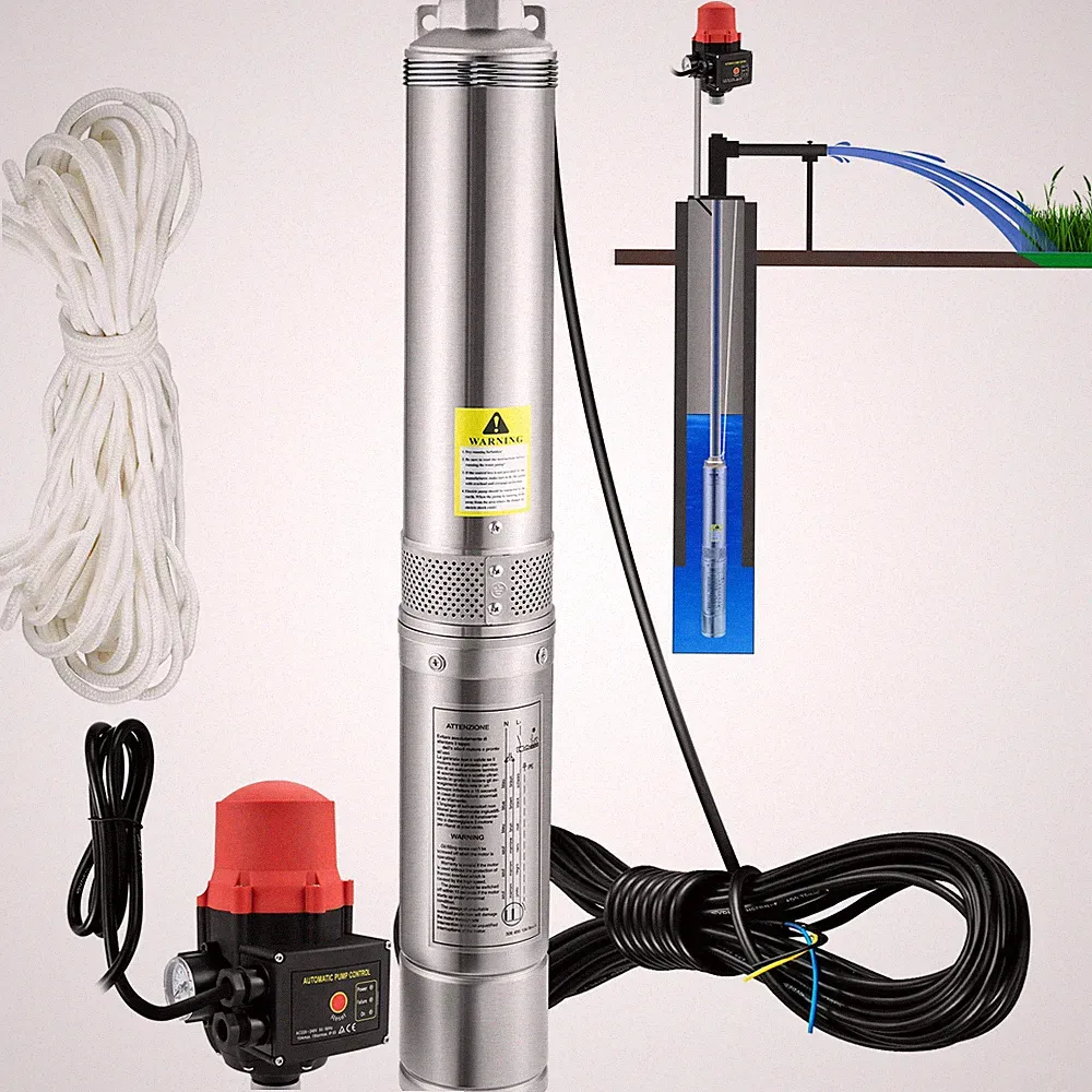 VEVOR 105L/min Tiefbrunnenpumpe Rohrpumpe Brunnenpumpe Sandpumpe Pumpe 750W 62m